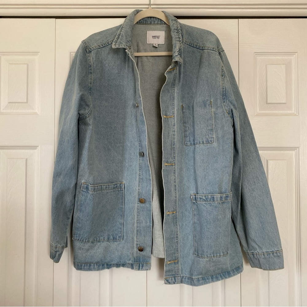 WESC Stockholm Light Wash Denim Jacket – M/L, Rail Style, Casual Utility